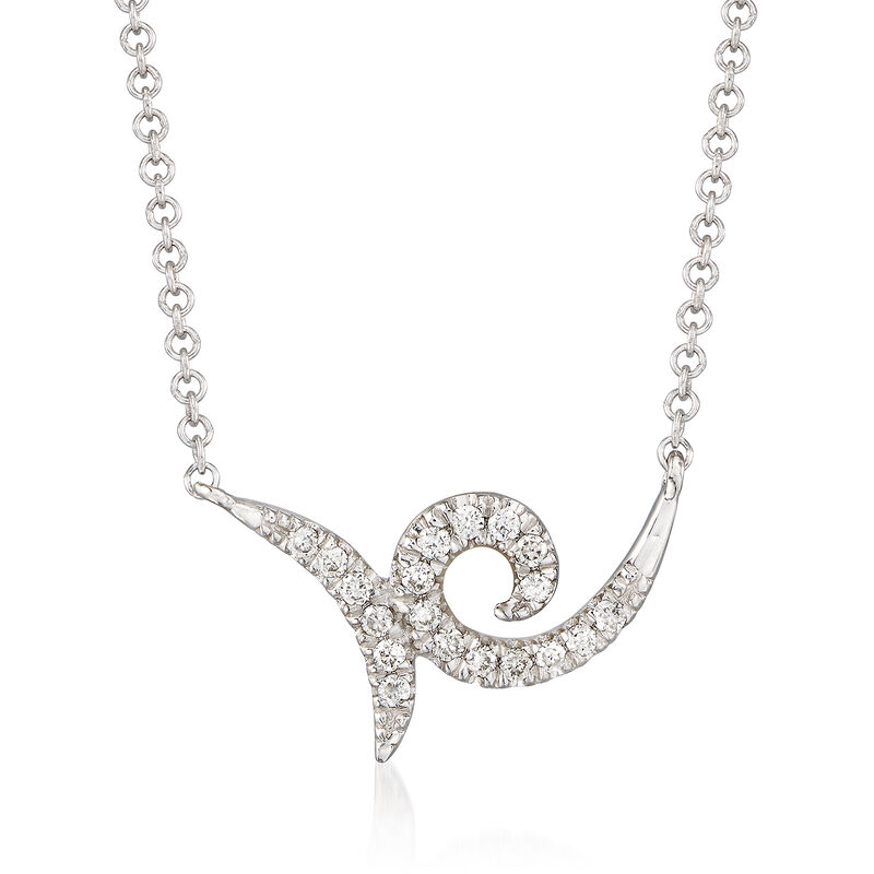 Gabriel Designs .10 ct. t.w. Diamond Swirl Necklace in 14kt White Gold image number 0