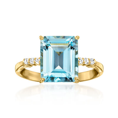 5.00 Carat Sky Blue Topaz Ring with White Topaz in 18kt Gold Over Sterling