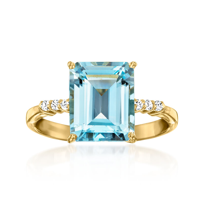 5.00 Carat Sky Blue Topaz Ring with White Topaz in 18kt Gold Over Sterling image number 0