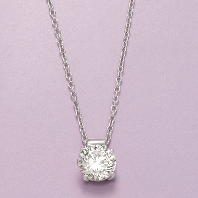 1.25 Carat CZ Solitaire Necklace in Sterling Silver image number 2