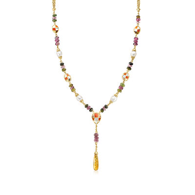 C. 1990 Vintage Asch Grossbardt 23.00 ct. t.w. Multi-Gemstone Y-Necklace in 14kt Yellow Gold