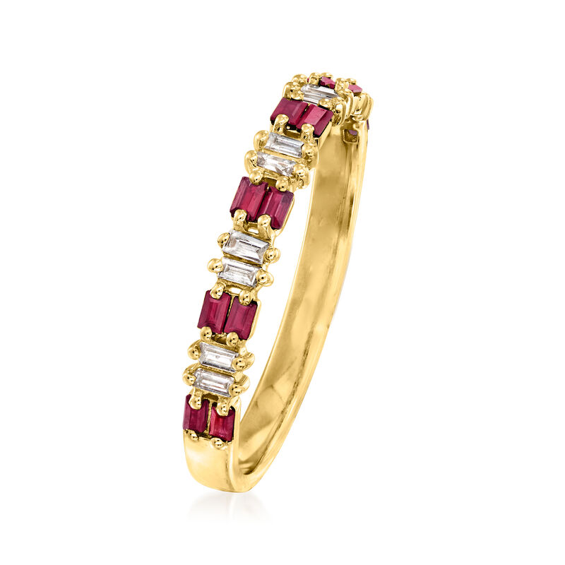 .30 ct. t.w. Ruby and .10 ct. t.w. Diamond Ring in 14kt Yellow Gold. Size 10 image number 1