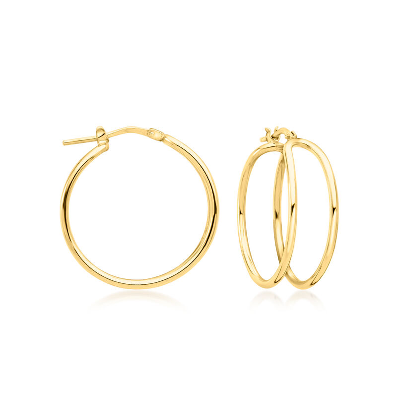 Italian 18kt Gold Over Sterling Double-Hoop Earrings. 1&quot; image number 0