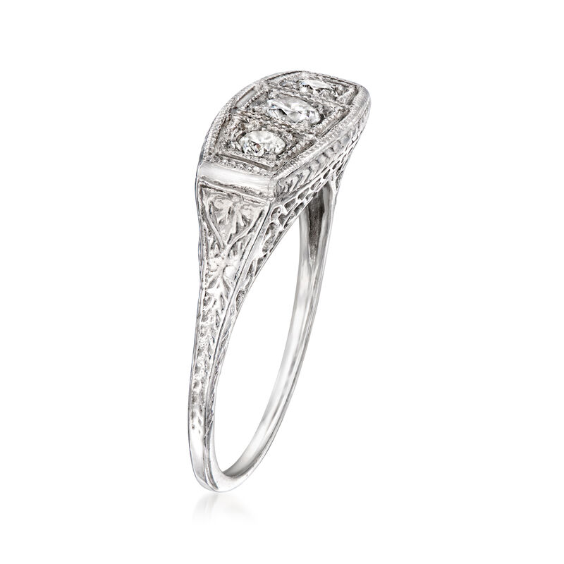 C. 1980 Vintage .33 ct. t.w. Diamond Three-Stone Ring in 14kt White Gold. Size 6.25 image number 2