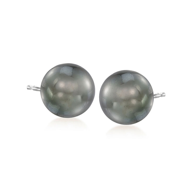 11-12mm Black Cultured Tahitian Pearl Earrings in 14kt White Gold image number 0