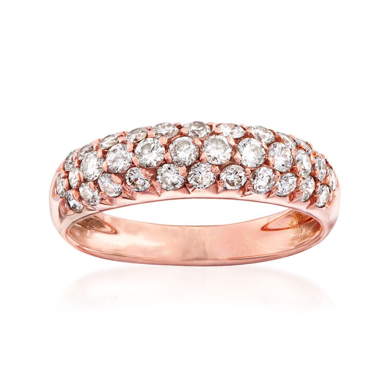 C. 1980 Vintage Van Cleef & Arpels .75 ct. t.w. Diamond Three-Row Ring in 18kt Rose Gold. Size 5.5 image number 0