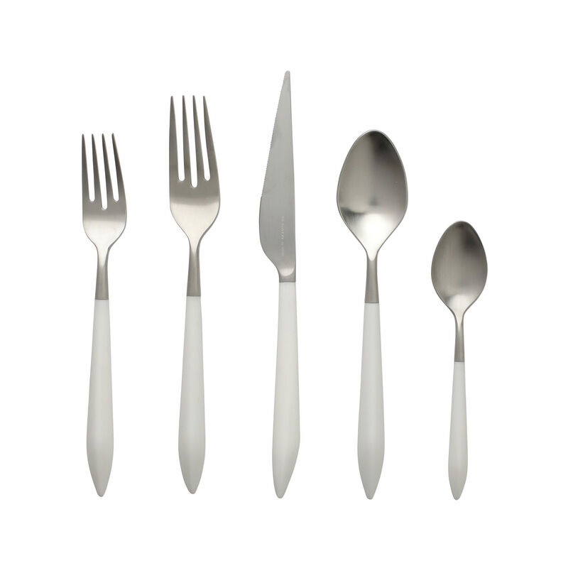 Vietri &quot;Ares Argento&quot; White 5-pc. 18/10 Stainless Steel Place Setting from Italy image number 0
