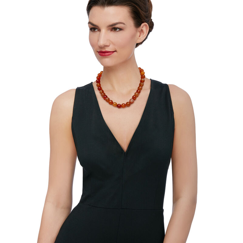 Faceted Carnelian Bead Necklace with Sterling Silver image number 1