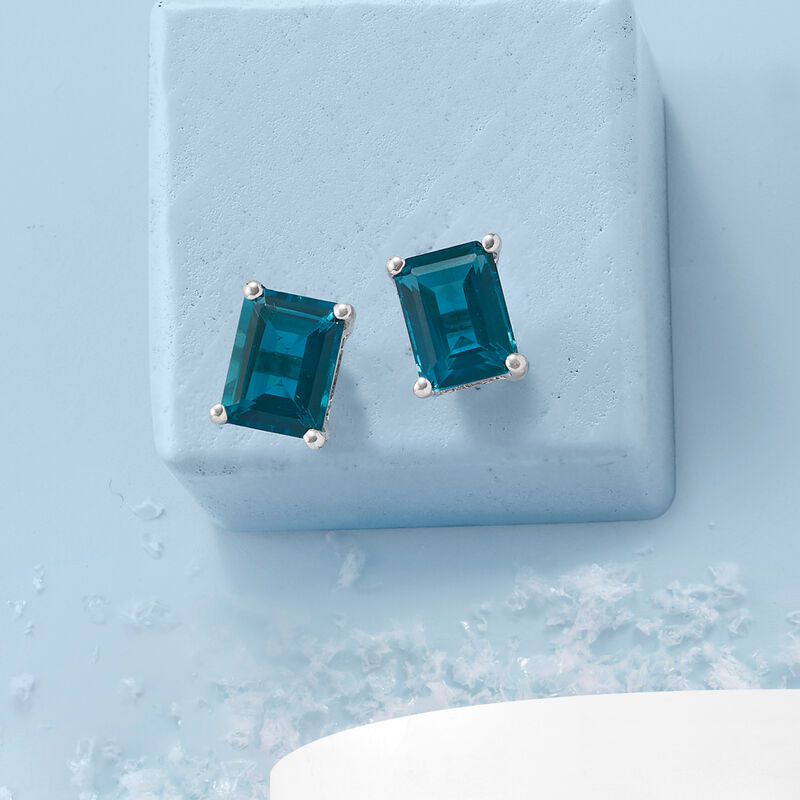 3.00 ct. t.w. London Blue Topaz Stud Earrings in Sterling Silver image number 2