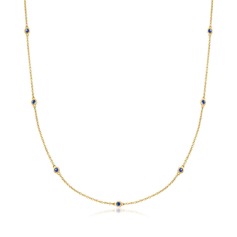 .20 ct. t.w. Sapphire Station Necklace in 10kt Yellow Gold image number 0