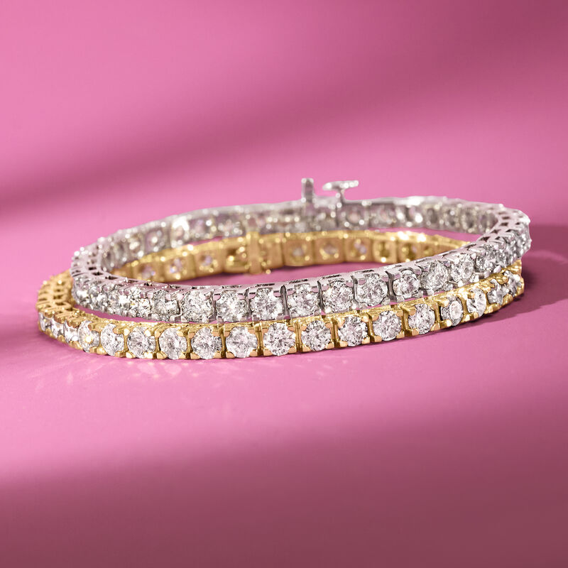 10.00 ct. t.w. Diamond Tennis Bracelet in 14kt Yellow Gold image number 4