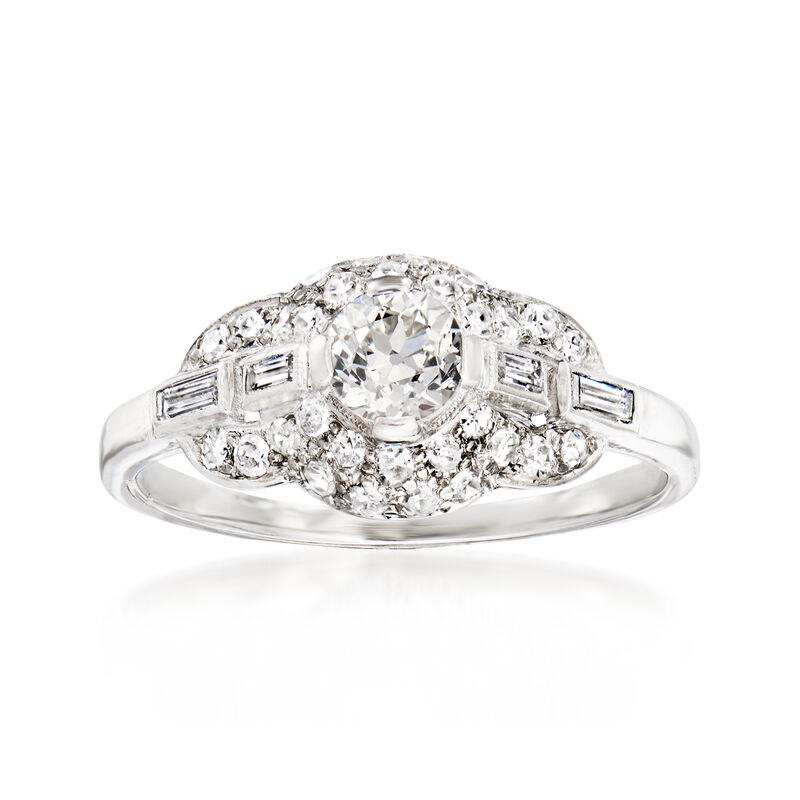 C. 1950 Vintage .90 ct. t.w. Diamond Ring in Platinum. Size 6 image number 0