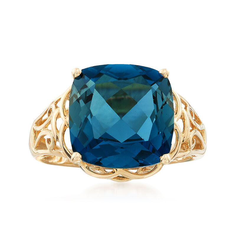 8.00 Carat London Blue Topaz Ring in 14kt Yellow Gold image number 0