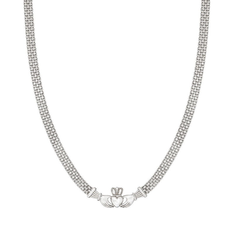 Sterling Silver Bismark-Link Claddagh Necklace image number 2