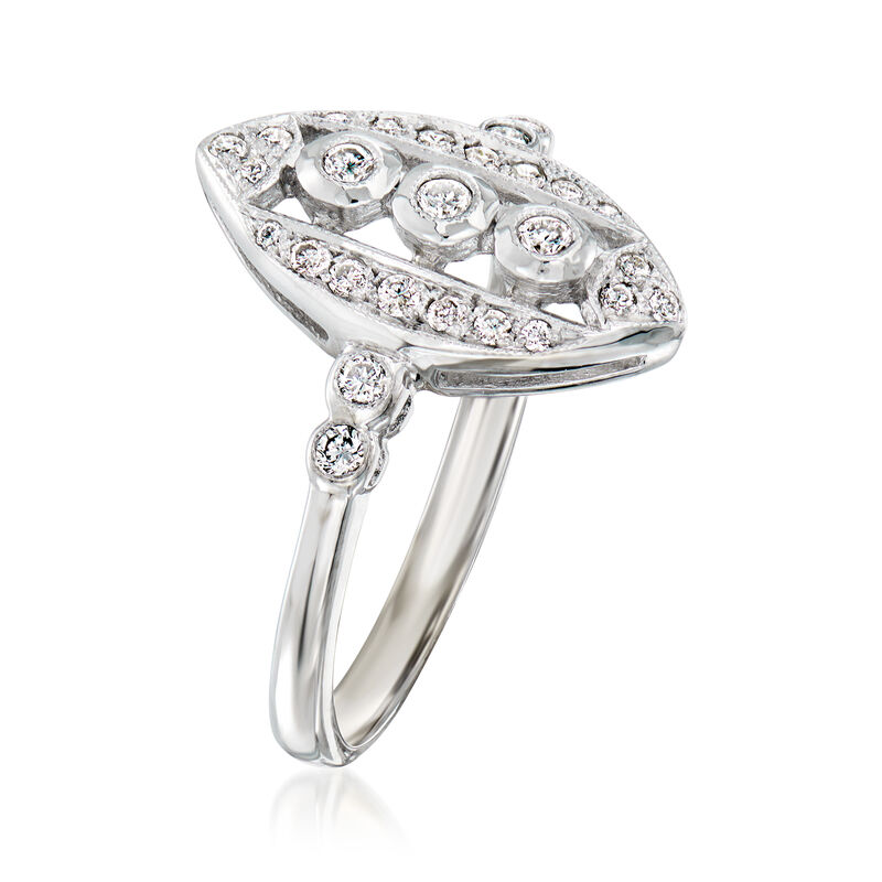 C. 1960 Vintage .25 ct. t.w. Diamond Openwork Ring in 18kt White Gold. Size 7 image number 2