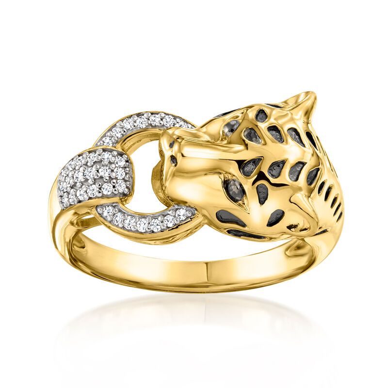 .10 ct. t.w. Diamond Cheetah Ring in 18kt Gold Over Sterling image number 0
