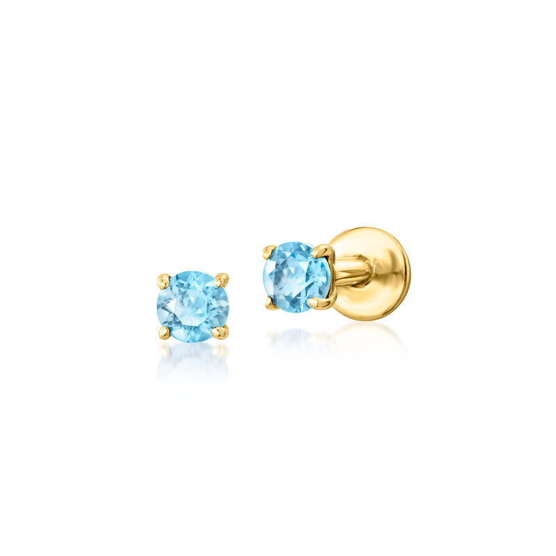 .30 ct. t.w. Swiss Blue Topaz Flat-Back Earrings in 14kt Yellow Gold image number 0