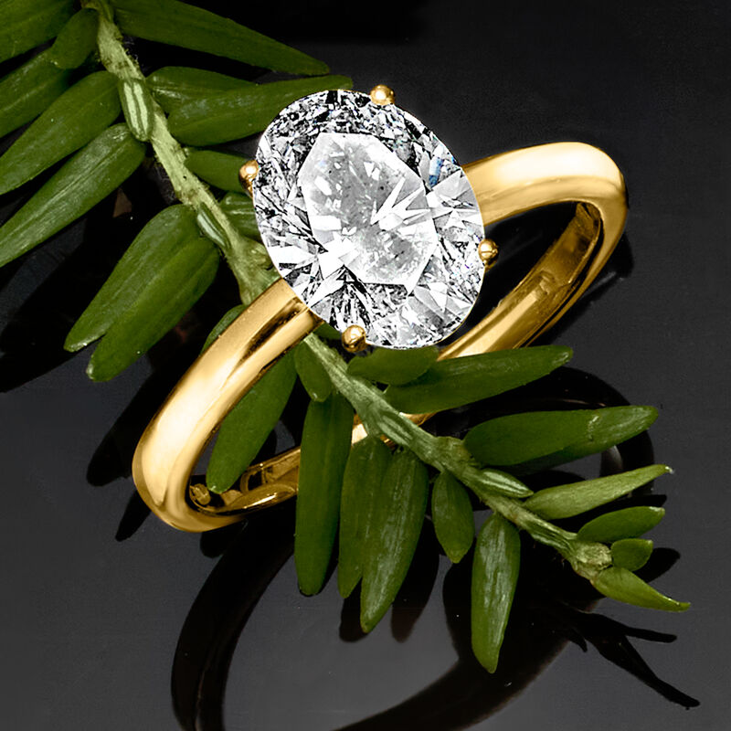 2.00 Carat Oval Lab-Grown Diamond Solitaire Ring in 14kt Yellow Gold image number 4