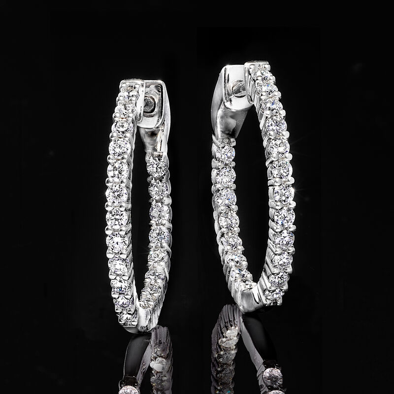 .50 ct. t.w. Lab-Grown Diamond Inside-Outside Hoop Earrings in Sterling Silver. 5/8&quot; image number 2