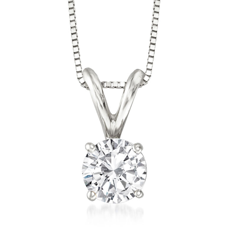 .75 Carat Diamond Pendant Necklace in 14kt White Gold. 18&quot; image number 1