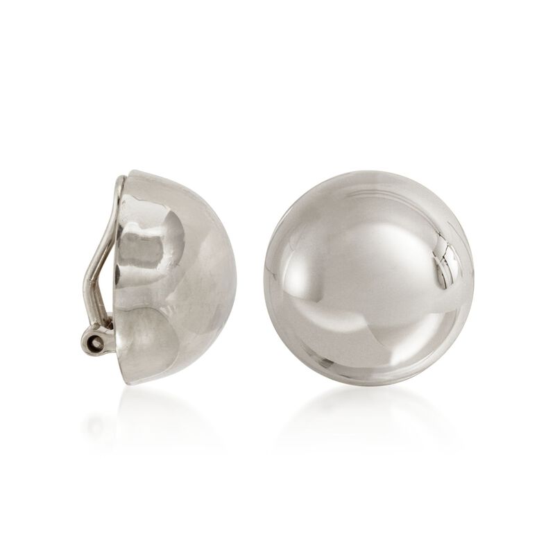 Sterling Silver Large Dome Clip-On Earrings image number 2