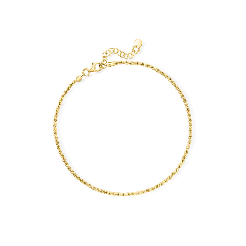 Italian 18kt Gold Vermeil Rope-Chain Anklet. 9&quot; image number 0