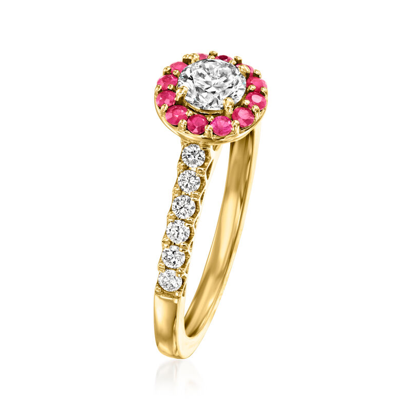 .75 ct. t.w. Lab-Grown Diamond Ring with .20 ct. t.w. Rubies in 14kt Yellow Gold image number 2