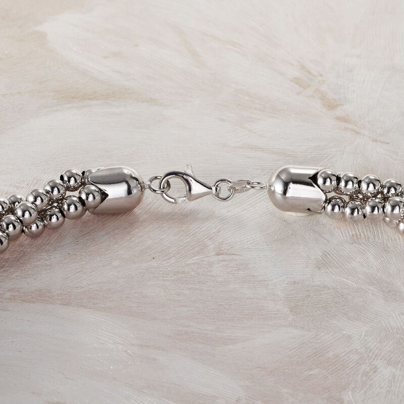 Italian Sterling Silver Twisted Bead Necklace image number 5