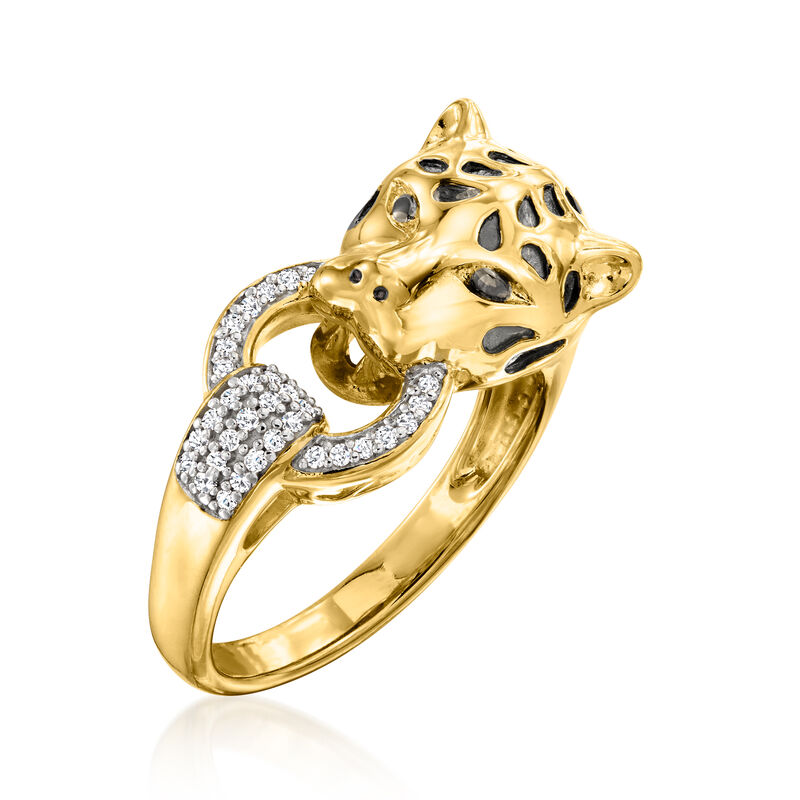 .10 ct. t.w. Diamond Cheetah Ring in 18kt Gold Over Sterling image number 3