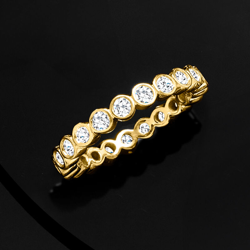 1.00 ct. t.w. Bezel-Set Lab-Grown Diamond Eternity Band in 18kt Gold Over Sterling image number 3