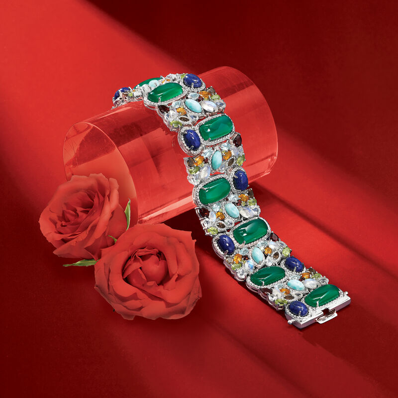 90.00 ct. t.w. Multi-Gemstone Bracelet in Sterling Silver image number 4