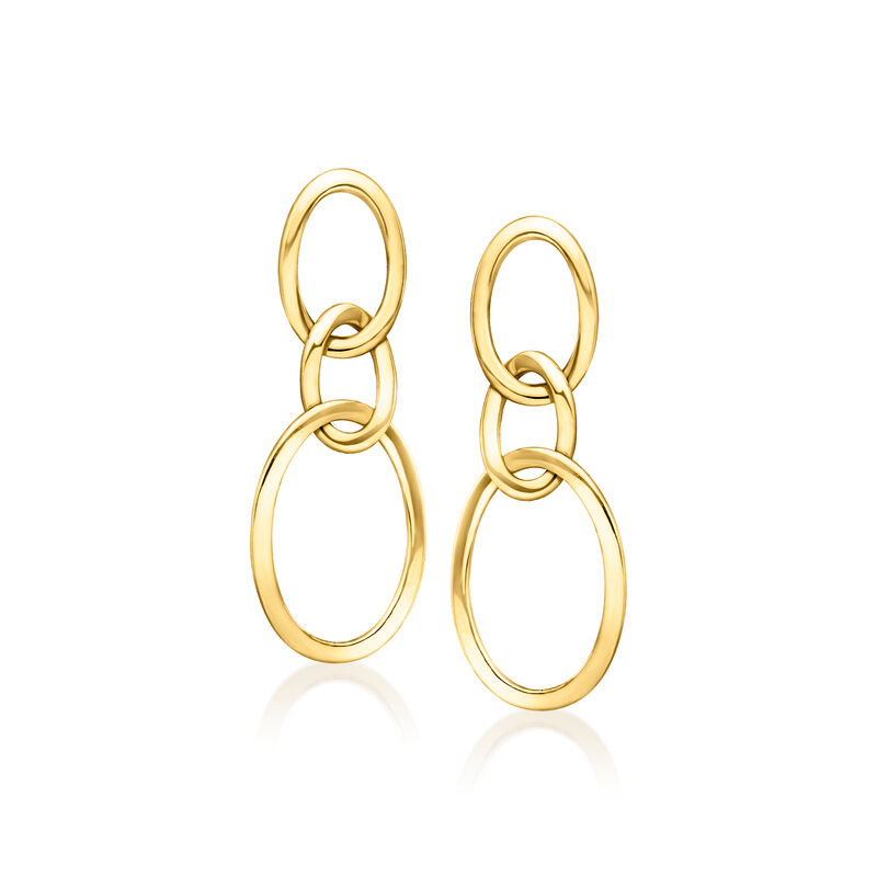 10kt Yellow Gold Oval-Link Drop Earrings  image number 0