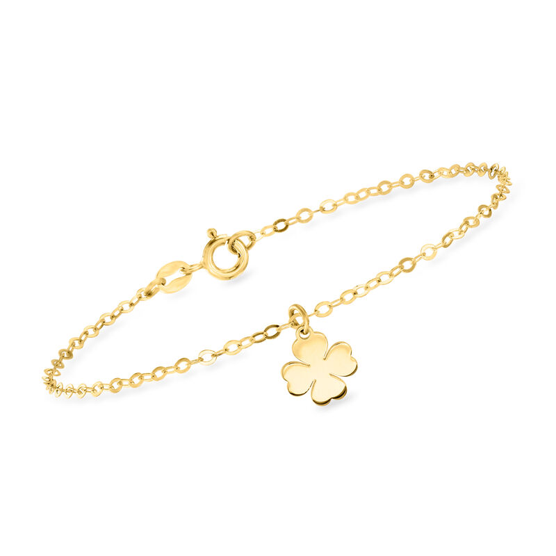Italian 14kt Yellow Gold Four-Leaf Clover Charm Bracelet image number 0