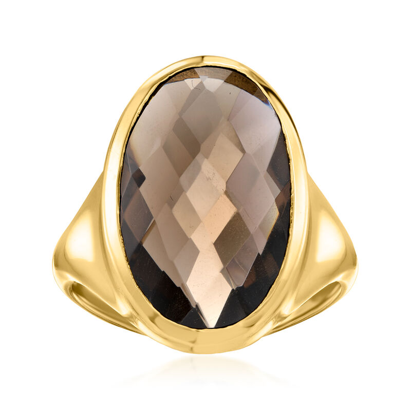 14kt Yellow Gold-Plated Ring with 7.75 Carat Smoky Quartz image number 0