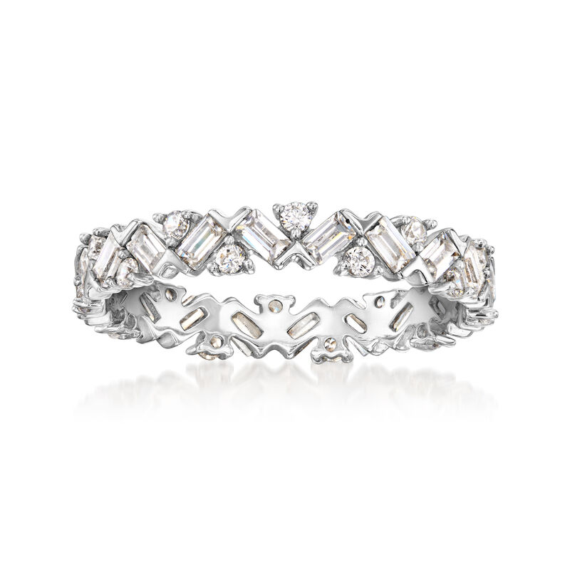 .70 ct. t.w. Round and Baguette CZ Eternity Band in Sterling Silver image number 0