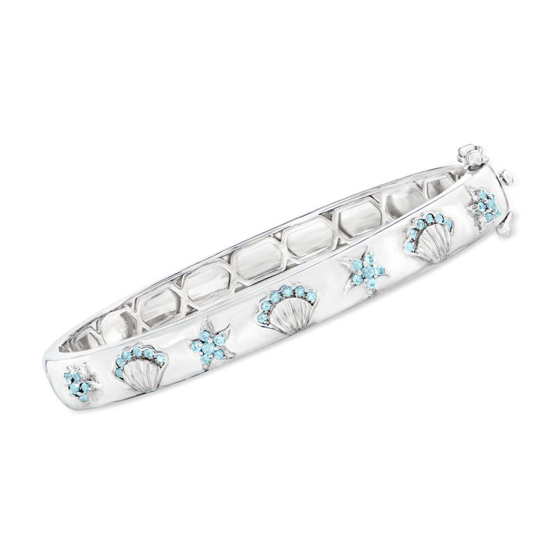 .50 ct. t.w. Tonal Blue Topaz Sea Life Bangle Bracelet in Sterling Silver image number 0