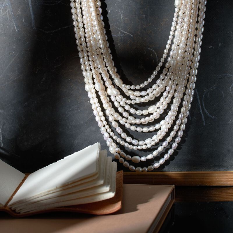 Sterling Silver Multi Strand Pearl Necklace Sterling Silver Multi Strand Pearl Necklace