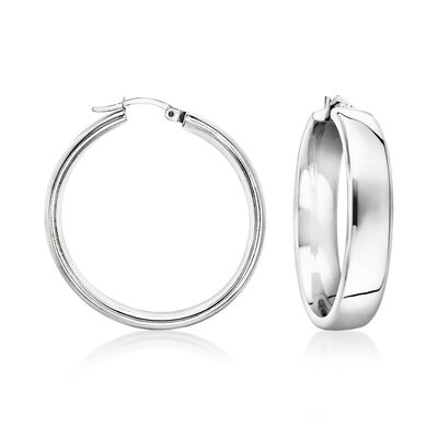 Rhodium-Plated Hoop Earrings
