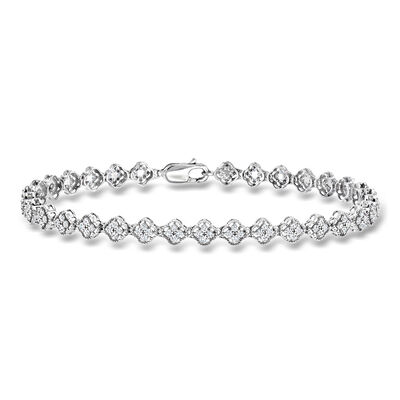 .75 ct. t.w. Diamond Clover Cluster Bracelet in Sterling Silver