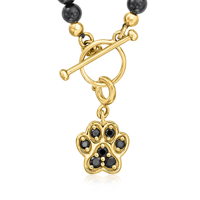 .40 ct. t.w. Black Spinel Paw Print Charm in 18kt Gold Over Sterling  image number 3