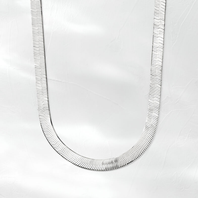 6mm Italian Sterling Silver Herringbone Necklace image number 3