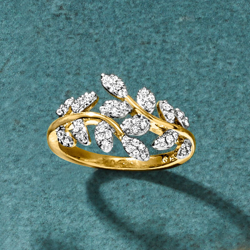 .33 ct. t.w. Diamond Vine Ring in 18kt Gold Over Sterling image number 5