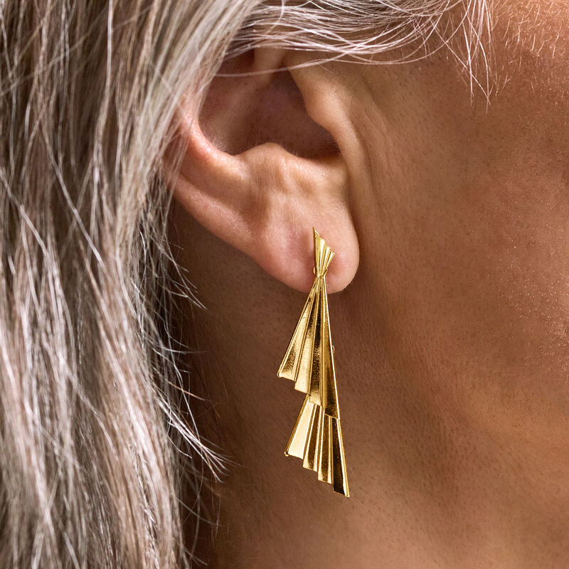 Italian 18kt Gold Over Sterling Fan Drop Earrings image number 2