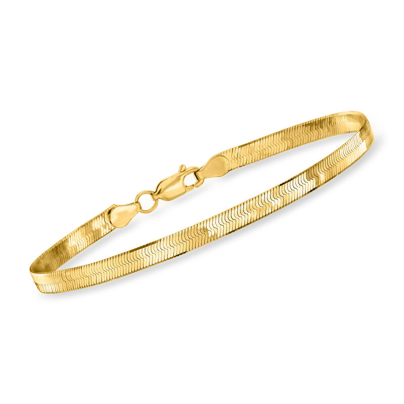 4mm 14kt Yellow Gold Herringbone Bracelet image number 0