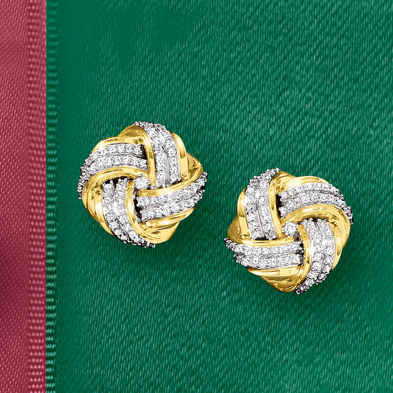 .50 ct. t.w. Diamond Love Knot Earrings in 14kt Yellow Gold image number 3