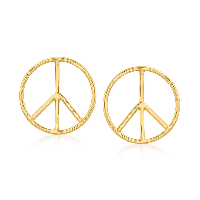 14kt Yellow Gold Peace Sign Earrings image number 0