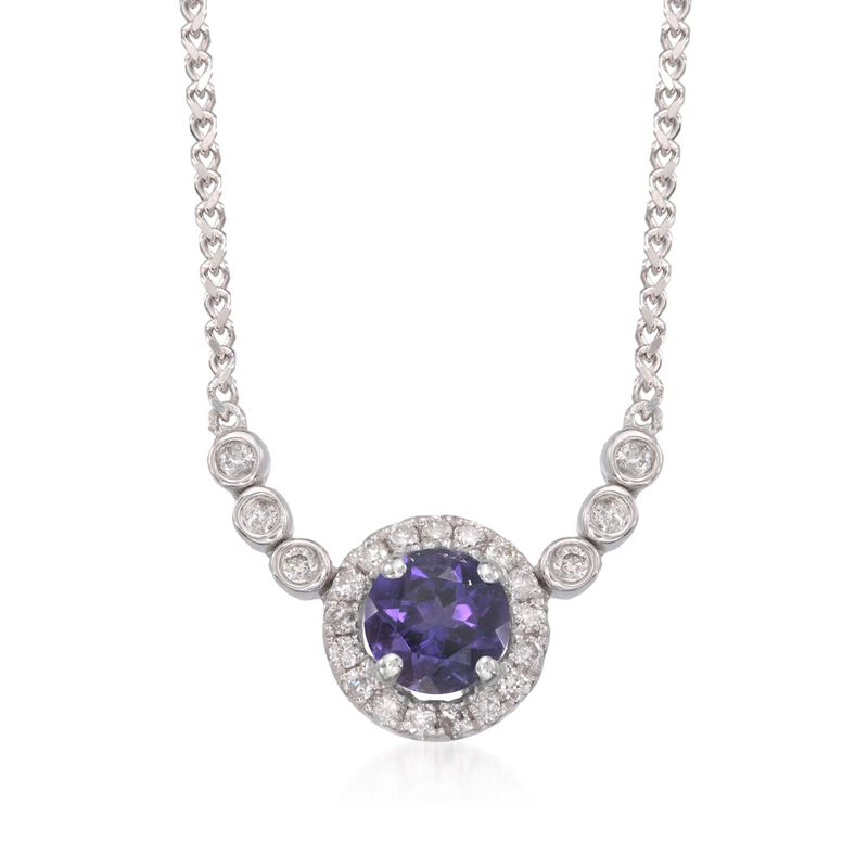 .45 Carat Amethyst and .15 ct. t.w. Diamond Necklace in 14kt White Gold image number 0