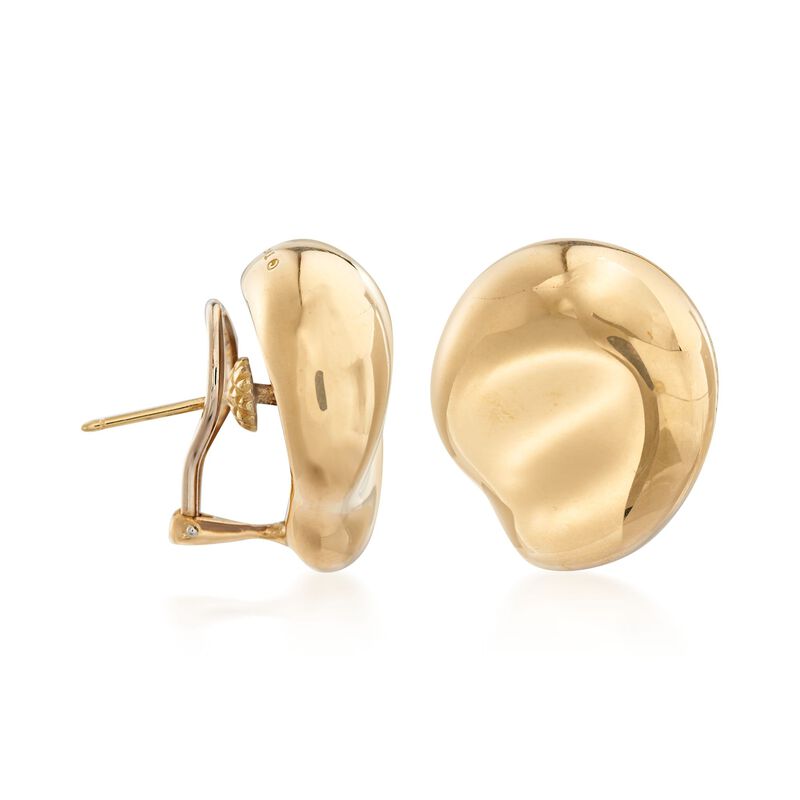 C. 1980 Vintage Tiffany Jewelry &quot;Elsa Peretti&quot; 18kt Yellow Gold Large Bean Earrings  image number 2