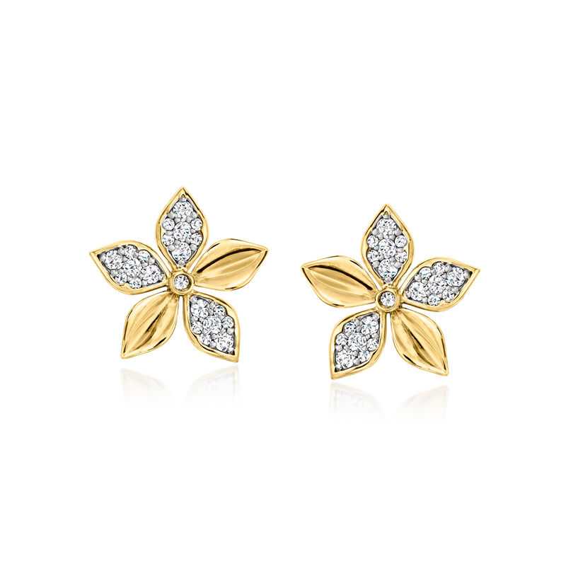 .50 ct. t.w. Lab-Grown Diamond Flower Earrings in 18kt Gold Over Sterling  image number 0