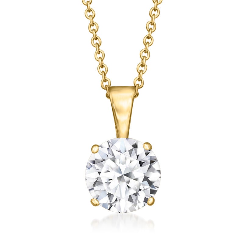 1.50 Carat Lab-Grown Diamond Solitaire Necklace in 14kt Yellow Gold image number 0